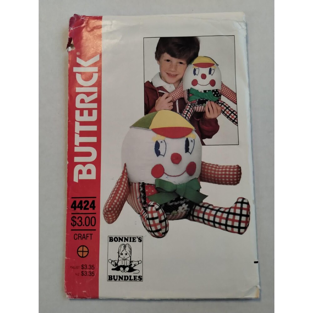 4424 Butterick Sewing Pattern Humpty Dumpty Stuffed 8Butterick Doll, Vintage, FF